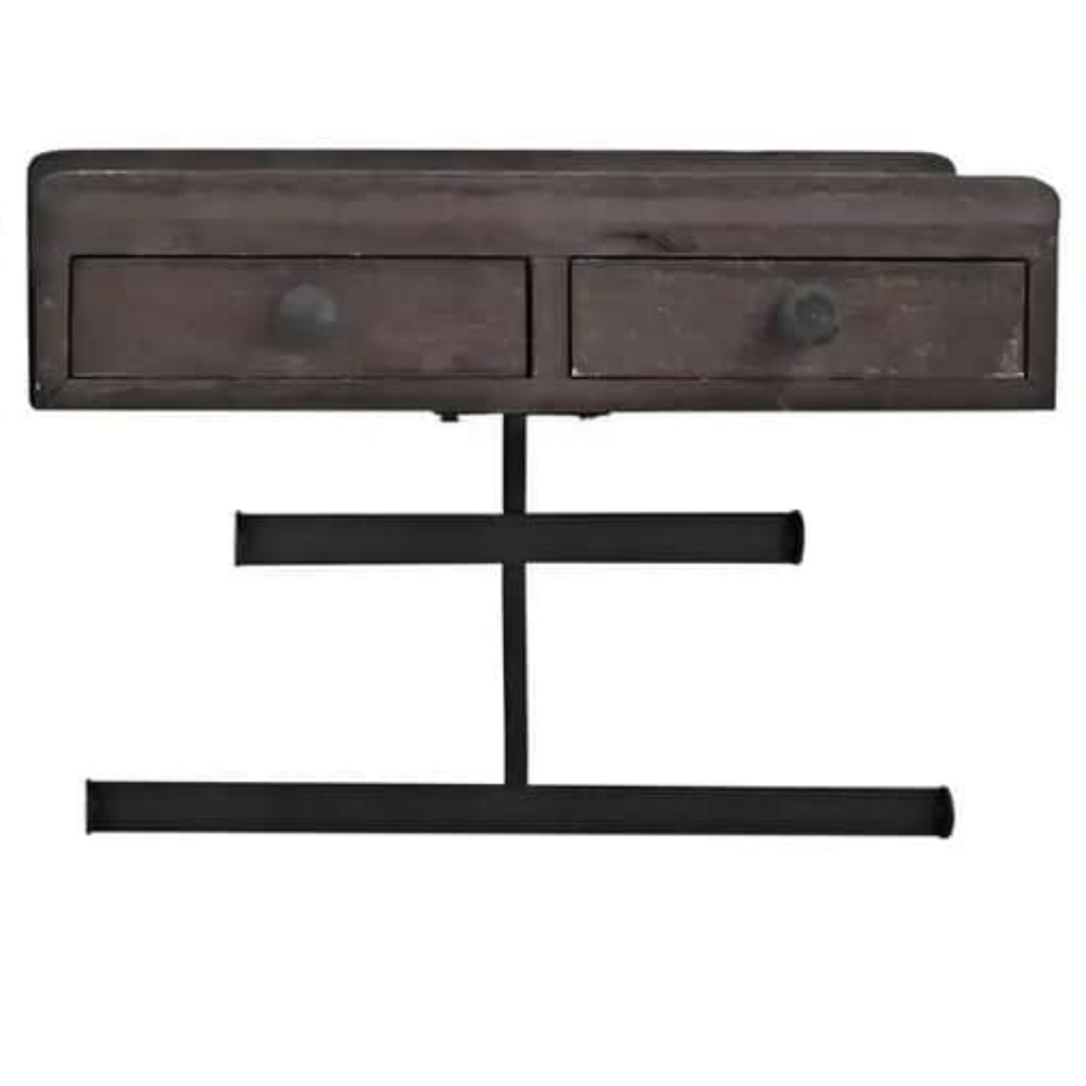 2 Drawers Earrings Jewelry Wall Display - NWOB - Brown